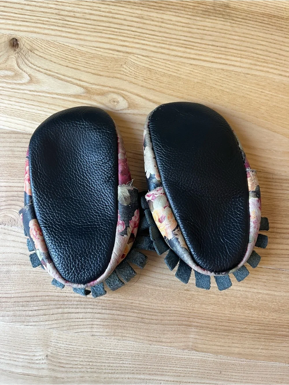 Bird Rock Baby Black Floral Toddler Moccasin Shoes